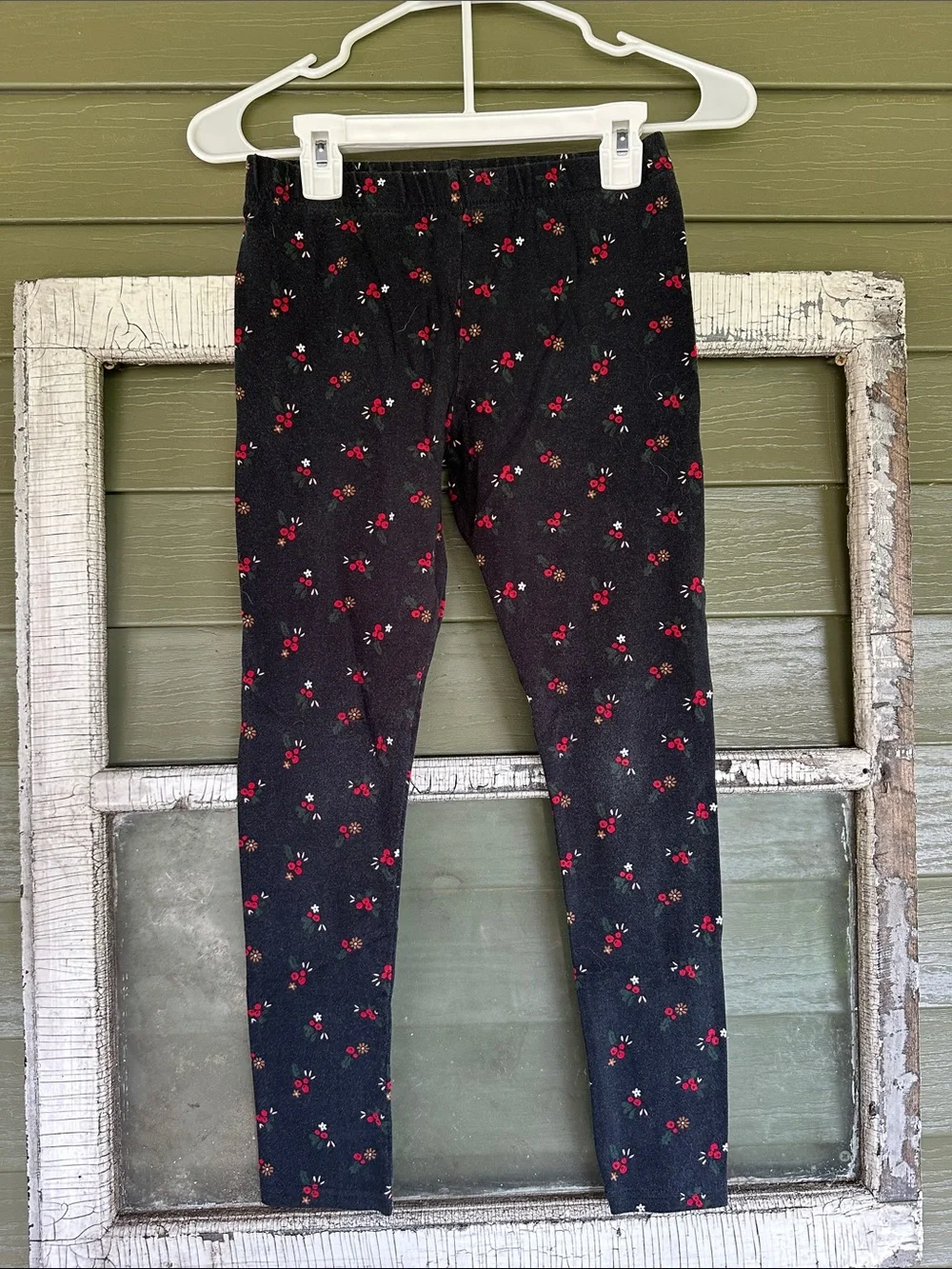Carter's Black Leggings with Red Floral Print